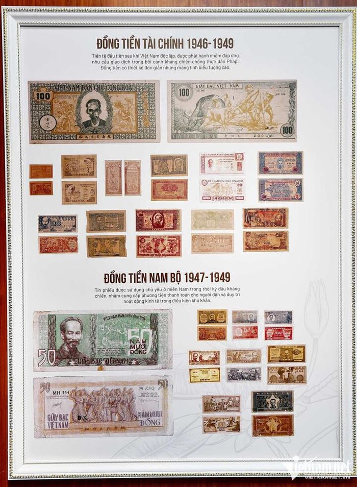 Không gian trưng bày đồng tiền tài chính giai đoạn 1946 tới 1949. Nguồn: VietNamNet.