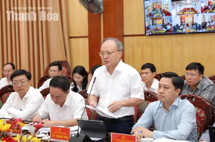 Giám đốc Sở Tài chính Lê Trọng Thụ phát biểu tại hội nghị.