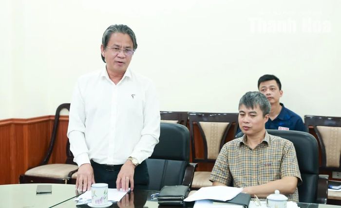 Chủ tịch HĐQT Công ty Cổ phần Phát triển Bóng đá Thanh Hóa Lê Xuân Tưởng phát biểu ý kiến.
