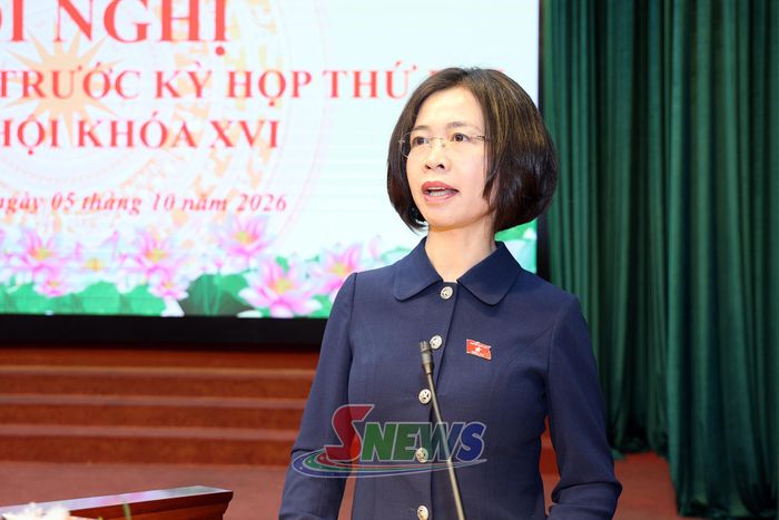 Đồng chí Hoàng Ngân Hoàn, Phó Trưởng đoàn chuyên trách Đoàn đại biểu quốc hội tỉnh giải trình, tiếp thu ý kiến, kiến nghị của cử tri.