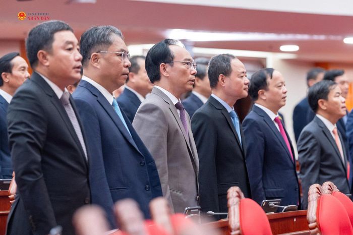 Các đại biểu thực hiện nghi lễ chào cờ