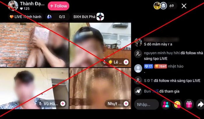 Nam thanh niên V.T.Đ. đã livestream những hình ảnh, video bạo lực, kích động trên mạng xã hội nhằm thu hút người xem.