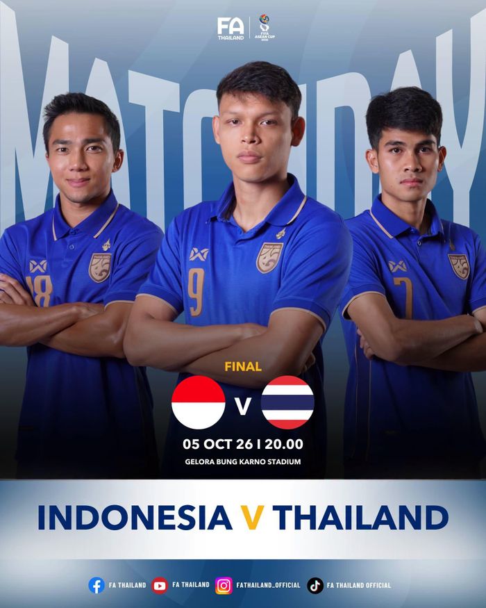 Lịch thi đấu trận chung kết giữa Indonesia và Thái Lan. Ảnh: FA Thailand