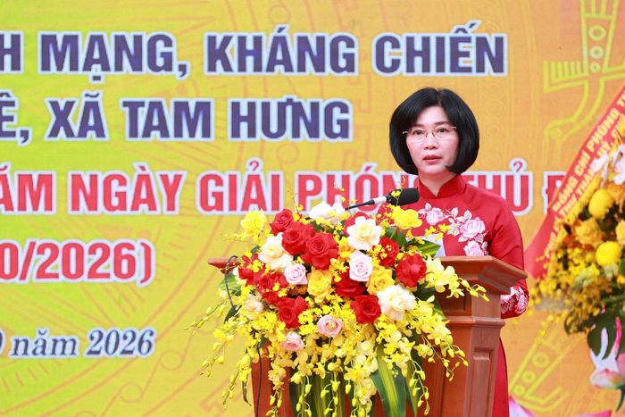 Phó Bí thư Thành ủy, Chủ tịch HĐND thành phố Hà Nội Phùng Thị Hồng Hà phát biểu tại buổi lễ. Ảnh: Văn Tuyến 