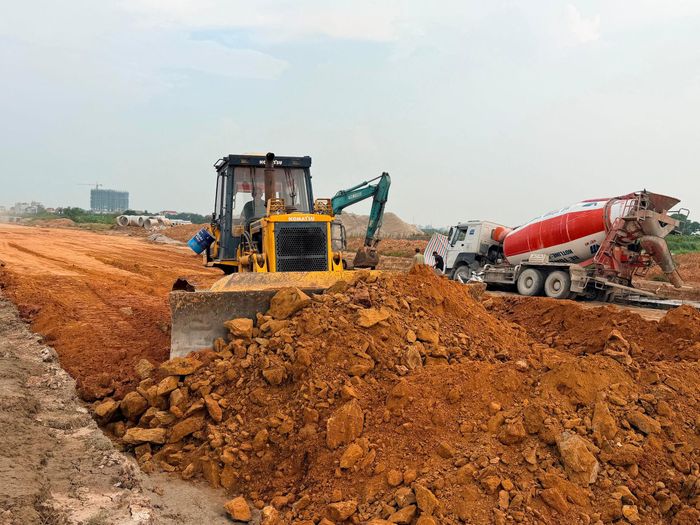Dự án đường Vành đai 3 đang được tăng tốc thi công. Ảnh: Thanh Hà