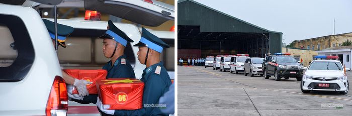 Đoàn xe đưa các mẫu đến các đơn vị giám định ADN tại Hà Nội. Ảnh: Tuấn Anh