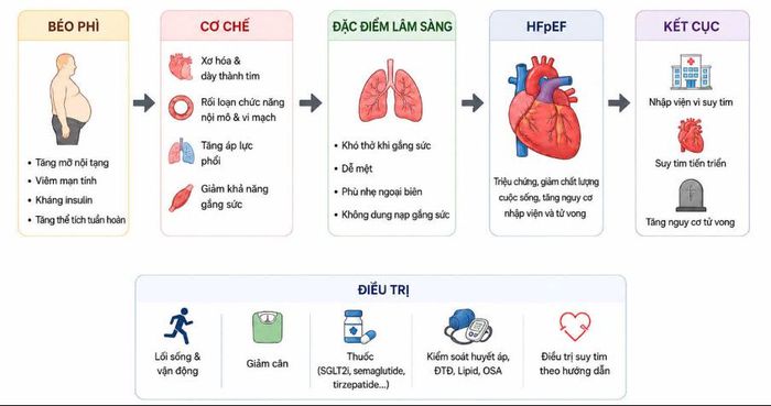 Suy tim phân suất tống máu bảo tồn liên quan đến béo phì. Ảnh: BTC cung cấp