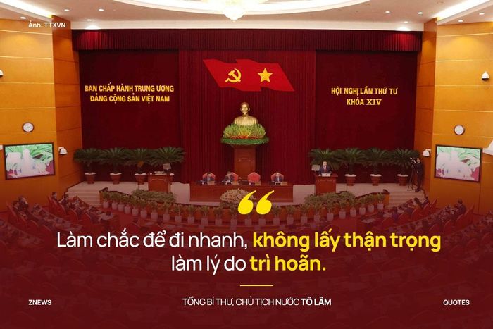  Tổng Bí thư, Chủ tịch nước Tô Lâm nhấn mạnh phải bảo đảm con người, thẩm quyền và nguồn lực ngay khi quyết định. Làm đâu chắc đó: việc đã rõ thì quyết định, triển khai kịp thời; việc mới, khó cần thí điểm phải rõ phạm vi, thẩm quyền, thời hạn, cơ chế kiểm soát và tiêu chí đánh giá. Làm chắc để đi nhanh, không lấy thận trọng làm lý do trì hoãn. Nhưng cũng tuyệt đối không được chủ quan, nóng vội. 