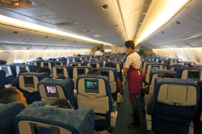  Tiếp viên hàng không phục vụ hành khách trên máy bay. Ảnh: K/Pexels.