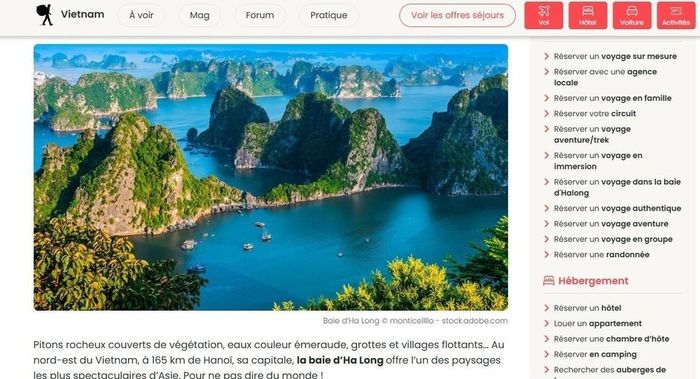 Bài viết của routard.com đánh giá vịnh Hạ Long của Việt Nam là “một trong những kỳ quan đẹp nhất thế giới” mà mỗi người nên đến chiêm ngưỡng ít nhất một lần trong đời. Ảnh: TTXVN phát