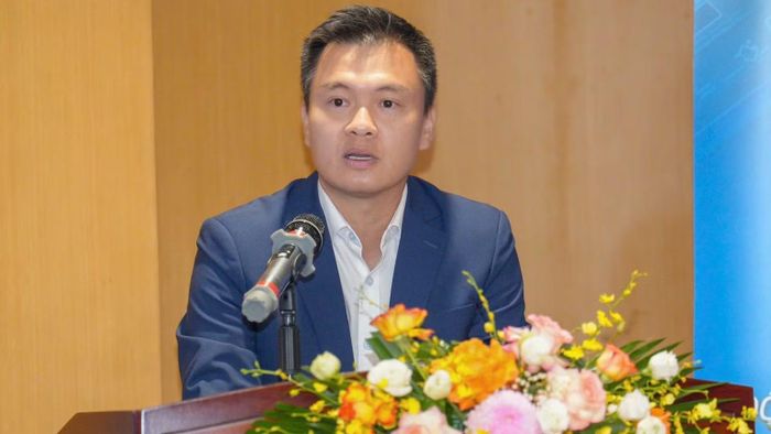 Ông Nguyễn Thanh Tùng, Phó Tổng Giám đốc Công ty Cổ phần Thanh toán quốc gia Việt Nam (NAPAS) phát biểu tại tọa đàm. (Ảnh: VIỆT PHONG)