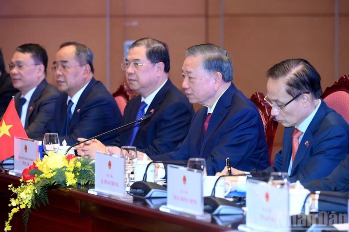 Tổng Bí thư, Chủ tịch nước Tô Lâm phát biểu tại hội đàm.