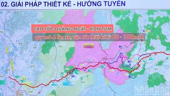Hướng tuyến dự án đường bộ cao tốc Quảng Ngãi-Kon Tum. (Ảnh: HIỂN CỪ)