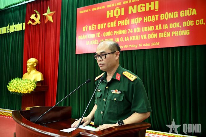 Đại tá Đậu Thiện Lương, Đoàn trưởng Đoàn Kinh tế - Quốc phòng 74 phát biểu.
