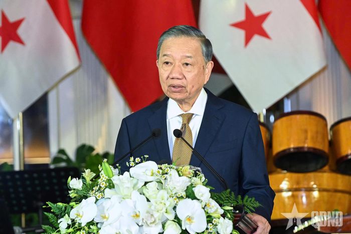 Tổng Bí thư, Chủ tịch nước Tô Lâm phát biểu tại chiêu đãi. 