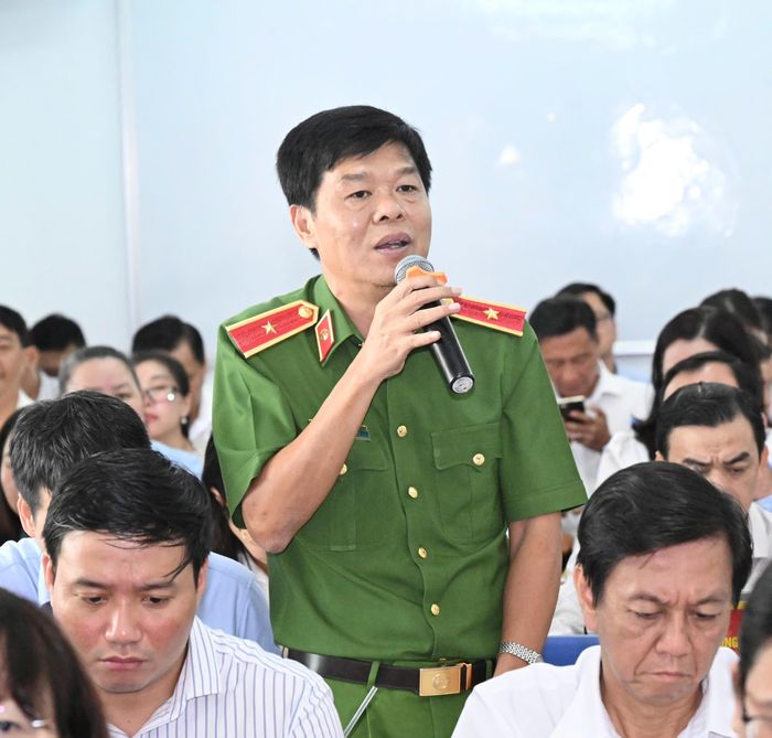  Phó Giám đốc Công an TPHCM Nguyễn Thanh Hưởng phát biểu. Ảnh: VIỆT DŨNG 