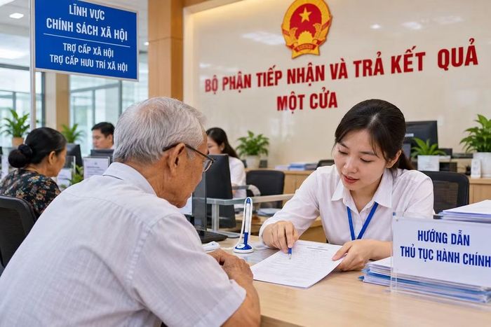 Người cao tuổi được cán bộ hướng dẫn kê khai hồ sơ hồ sơ. Ảnh minh họa. (nguồn AI).