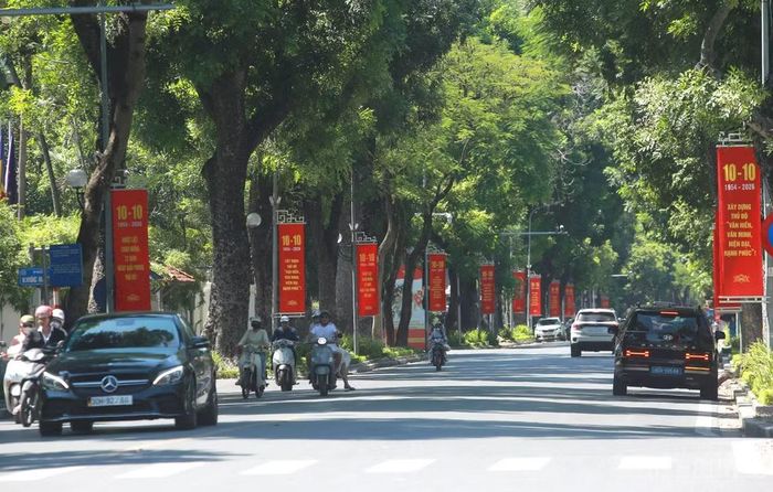 Trên các tuyến phố Hoàng Văn Thụ, Hoàng Diệu và nhiều tuyến đường khu vực trung tâm, những dải băng rôn được treo dọc, góp phần tạo nên diện mạo rực rỡ trong những ngày đầu tháng 10.
