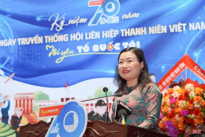 Phó Chủ tịch UBND tỉnh Nguyễn Thị Nguyệt phát biểu tại buổi lễ.