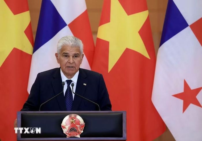 Tổng thống Cộng hòa Panama José Raúl Mulino phát biểu. (Ảnh: Tuấn Anh/TTXVN)