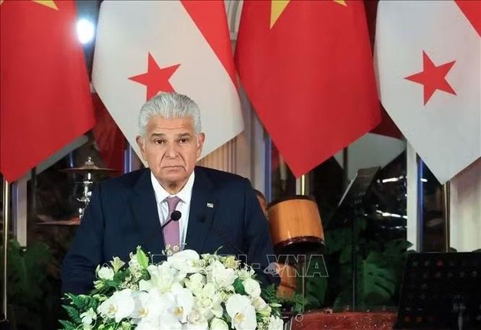 Tổng thống Panama José Raúl Mulino phát biểu. Ảnh: Tuấn Anh/TTXVN