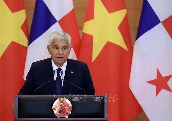 Tổng thống Cộng hòa Panama José Raúl Mulino phát biểu. Ảnh: Tuấn Anh/TTXVN