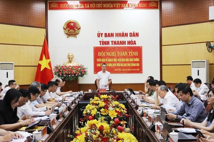 Hội nghị toàn tỉnh ngày 5/10 triển khai kế hoạch thực hiện kịch bản tăng trưởng quý IV. (Ảnh: UBND tỉnh Thanh Hóa)