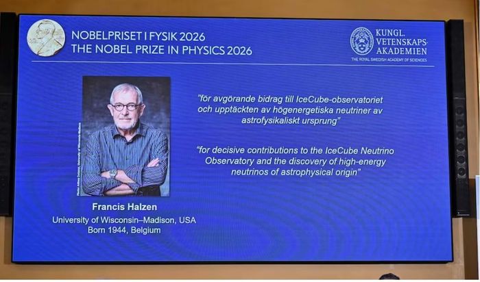 Giáo sư Francis Halzen, nhận giải Nobel Vật lý 2026 cho những đóng góp quyết định cho Đài quan sát Neutrino IceCube và việc phát hiện neutrino năng lượng cao có nguồn gốc thiên văn. Ảnh: Reuters