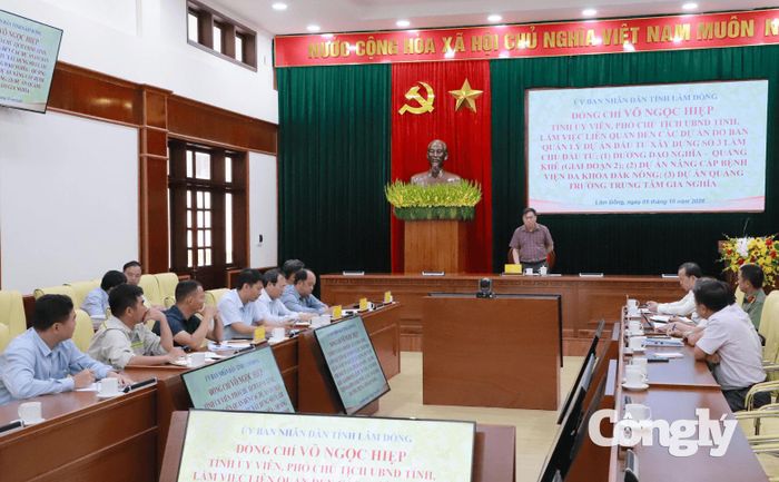 Phó Chủ tịch UBND tỉnh Lâm Đồng Võ Ngọc Hiệp tại buổi làm việc với các đơn vị.