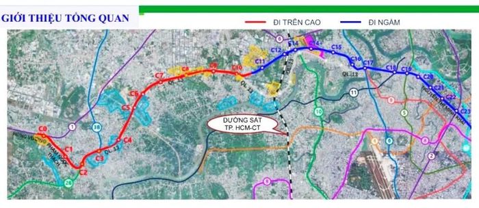 Hướng tuyến Metro Thủ Dầu Một - TP. Hồ Chí Minh - Ảnh: Liên danh tư vấn.