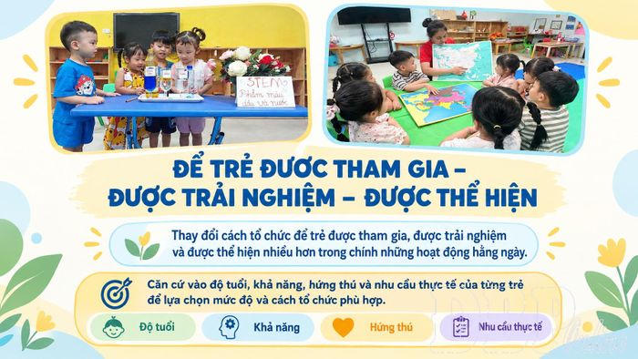 Trẻ tham gia, trải nghiệm tại Trường Mầm non Rainbow
