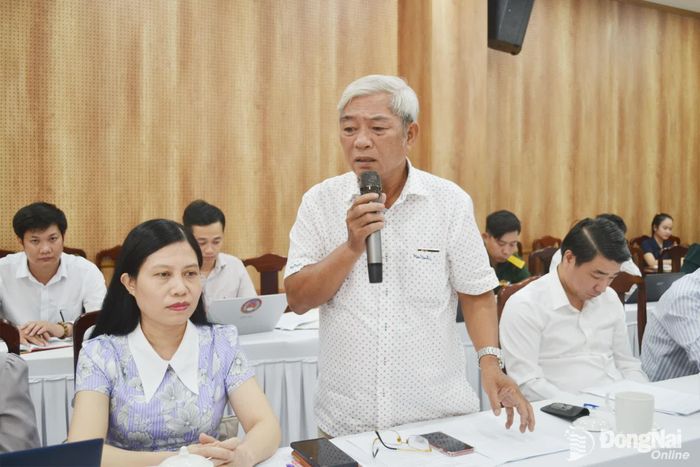 Phó Chủ tịch Thường trực Hội Nhà báo thành phố Đồng Nai Đoàn Như Viên trao đổi tại hội nghị. Ảnh: Phương Hằng