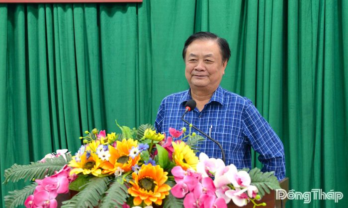 Đồng chí Lê Minh Hoan phát biểu tại Chương trình giảng thử nghiệm. 
