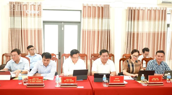 Lãnh đạo các sở, ngành tại buổi làm việc.