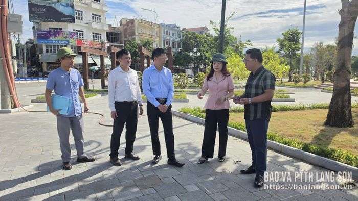 Đoàn kiểm tra tại Công viên bờ sông Kỳ Cùng