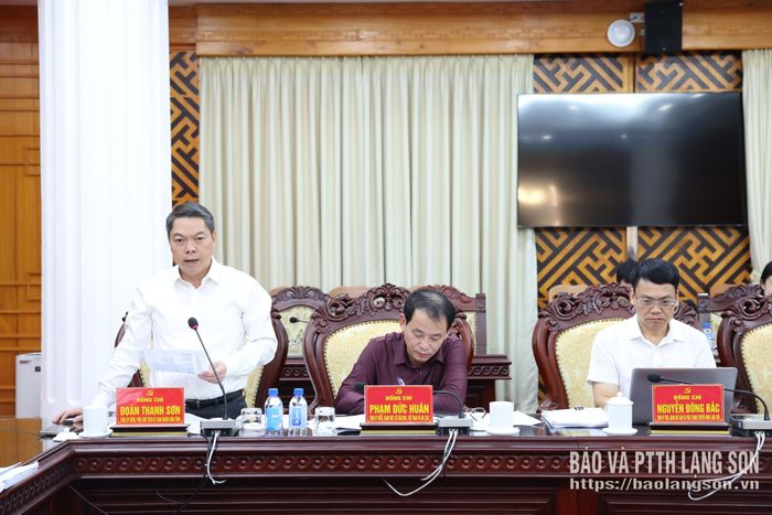 Đồng chí Đoàn Thanh Sơn, Phó Chủ tịch UBND tỉnh phát biểu tại cuộc họp