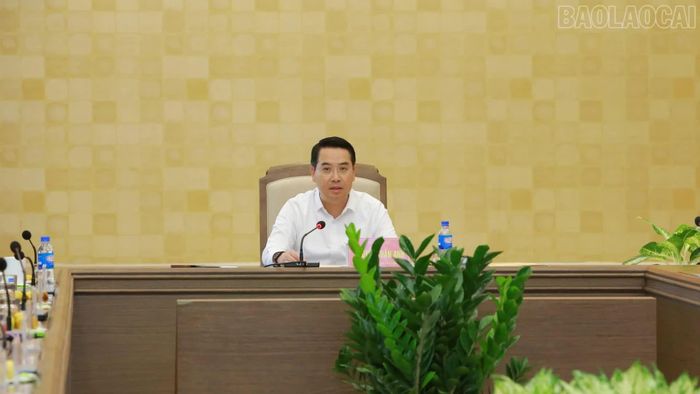 Đồng chí Nguyễn Tuấn Anh - Phó Bí thư Tỉnh ủy, Chủ tịch UBND tỉnh chủ trì buổi làm việc.