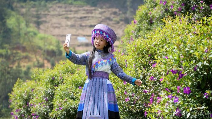 Chị Sùng Thanh Mai lưu lại những bức ảnh đẹp tại Rồng Hoa farm.