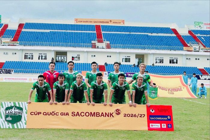 Đội hình ra sân của đội bóng Lâm Đồng tại giải Cúp Quốc gia Sacombank 2026/27