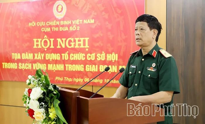 Thiếu tướng Nguyễn Huy Hoàng quán triệt mục đích, yêu cầu của hội nghị.