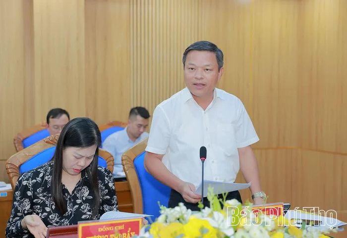 Đồng chí Phó Chủ tịch UBND tỉnh Phan Trọng Tấn phát biểu tại buổi làm việc.