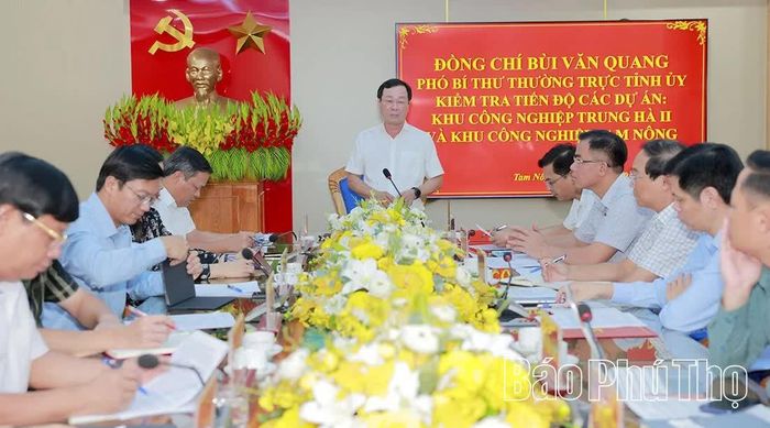 Đồng chí Phó Bí thư Thường trực Tỉnh ủy Bùi Văn Quang chủ trì buổi làm việc.