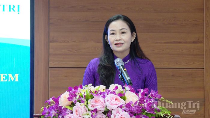 Đại diện lãnh đạo Hội LHPN tỉnh phát biểu tại buổi lễ - Ảnh: Thùy Trang