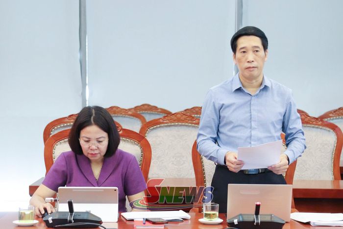 Lãnh đạo Sở Văn hóa, Thể thao và Du lịch tỉnh phát biểu ý kiến tại cuộc họp.
