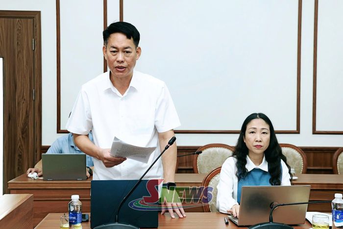 Đồng chí Bí thư Đảng ủy xã Mai Sơn phát biểu tại hội nghị.