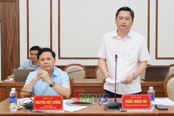 Đại diện Công ty cổ phần Tập đoàn Quế Lâm phát biểu tại cuộc họp.