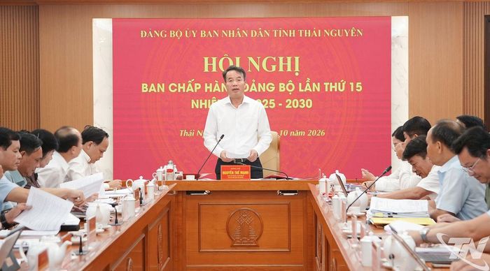 Quang cảnh Hội nghị Ban Chấp hành Đảng bộ UBND tỉnh.