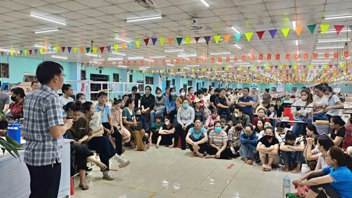 Trụ sở Công ty TNHH Thương mại May Thăng Long, nơi gần 400 công nhân đang chờ được giải quyết tiền lương và các quyền lợi liên quan.