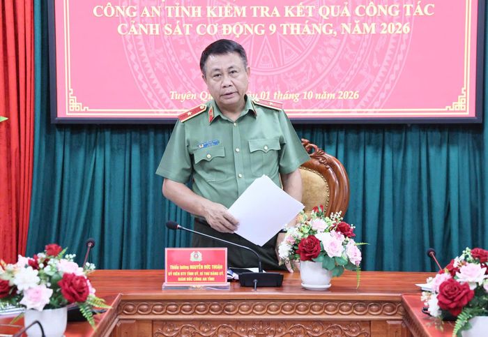 Giám đốc Công an tỉnh Thiếu tướng Nguyễn Đức Thuận phát biểu chỉ đạo