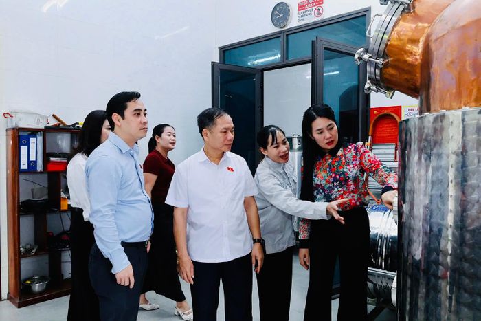 Khảo sát tại Công ty cổ phần Rượu WHISKY Can Lộc, xã Can Lộc. Ảnh: Xuân Hoa